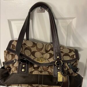 Coach Brown Shoulder Bag with Monogram Design